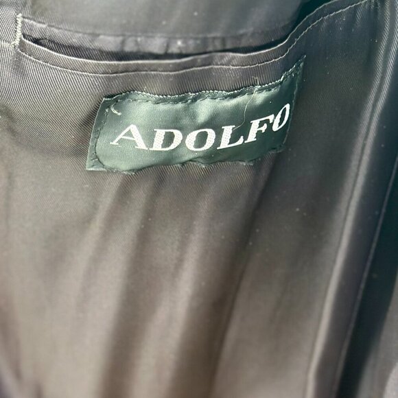 Adolfo Men's 46R Wool Herringbone Trench Coat - Picture 4 of 11